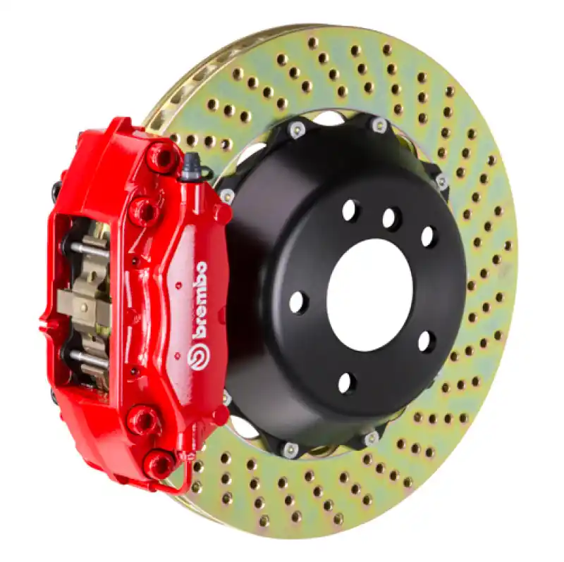 Brembo 12-14 328i MSport Brakes Excl xDrive Rr GT BBK 4Pis Cast 345x28 2pc Rotor Drilled-Red Limited Time