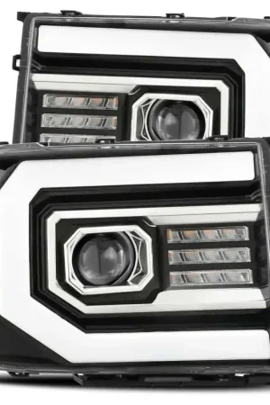 AlphaRex 07-13 GMC 1500HD PRO-Series Proj Headlights Plank Style Gloss Blk w/Activ Light/Seq Signal Order Now