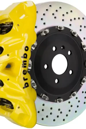 Direct From Factory Brembo 18+ Atlas Front GT BBK 8 Piston Cast 412x38 2pc Rotor Drilled- Yellow