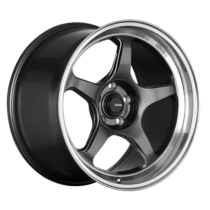 Instant Buy Konig Hyperspec 15x8 4x100 ET35 Anthracite Metallic Wheel w/ Mirror Machined Lip (Knurled Bead)