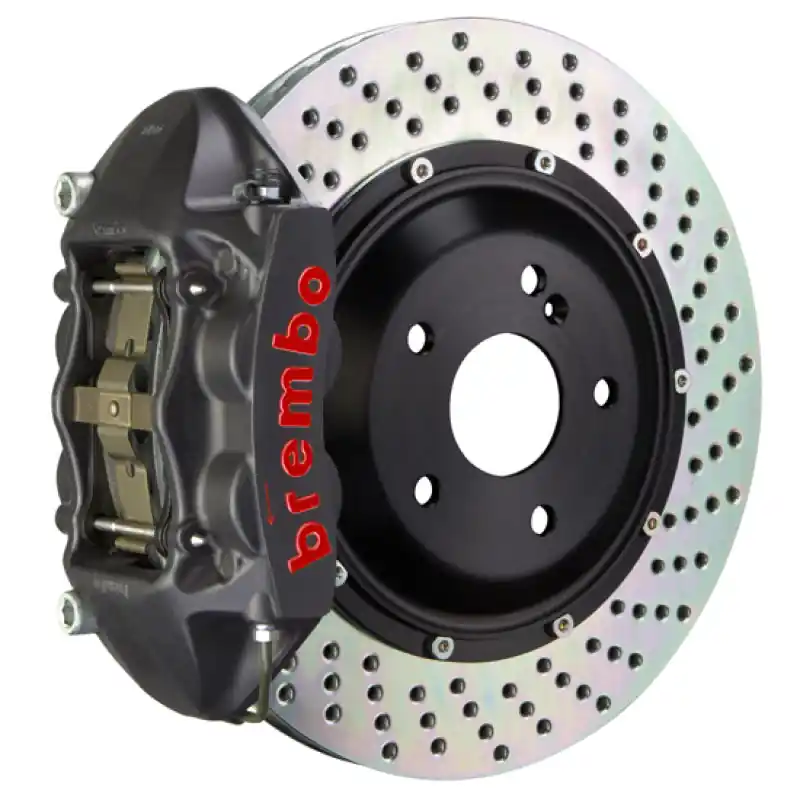 Brembo 04-10 5-Series (Excl. xDrive/M5) Rear GTS BBK 4 Pist Cast 345x28 2pc Rotor Drilled-Black HA Sale