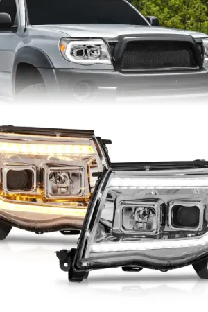 Super Sale ANZO 05-11 Toyota Tacoma Projector Headlights w/Light Bar Switchback Chrome Housing