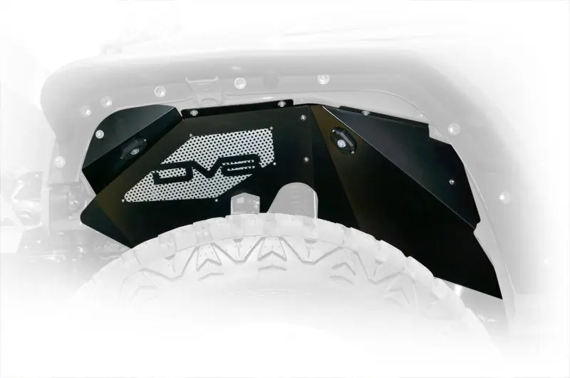 DV8 Offroad 07-18 Jeep Wrangler JK Front Aluminum Inner Fender w/ Rock Lights - Black Free Delivery