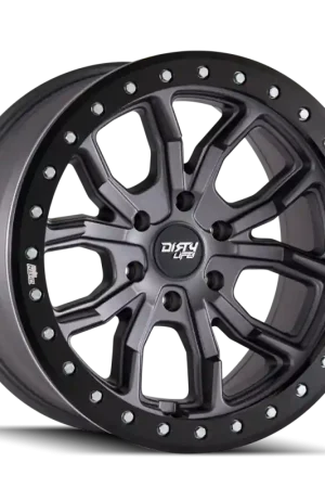 Dirty Life 9303 DT-1 17x9/5x127 BP/-38mm Offset/78.1mm Hub Matte Gunmetal Wheel - Beadlock Budget