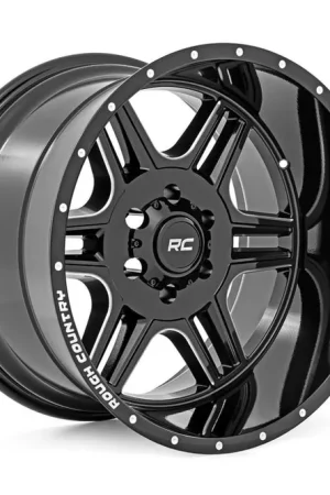 92 Series Wheel Machined One-Piece Gloss Black 20x12 6x5.5 -44mm Rough Country Wholesale