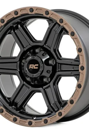 Rough Country 79 Series Wheel | One-Piece | Semi Gloss Black w/Bronze Ring | 18x9 | 5x5 | 0mm Latest