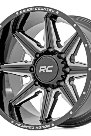 Viral 91 Series Milled One-Piece Gloss Black 20x12 8x170 -44mm Rough Country