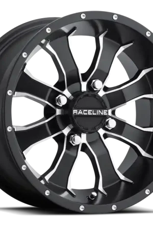 Free Shipping Raceline A77 Mamba 14x7in / 4x156 BP / 5mm Offset / 132.5mm Bore - Black & Machined Wheel