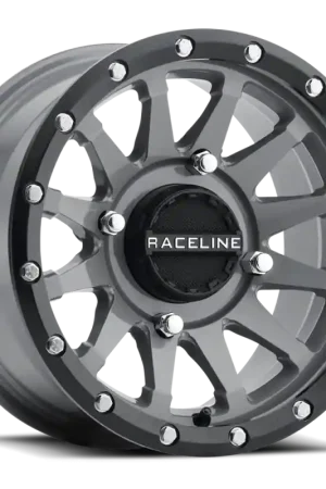 Raceline A95SG Trophy 15x7in / 4x156 BP / 10mm Offset / 132.5mm Bore - Grey & Black Lip Wheel Exclusive