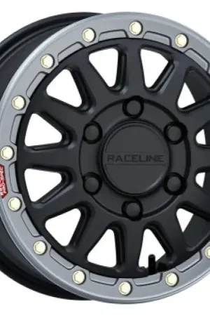 Latest Raceline A14BG Alpha 15x6.5in/6x139.7 BP/74mm Offset/78.1mm Bore - Blk & Gunmetal Ring Beadlock Whl