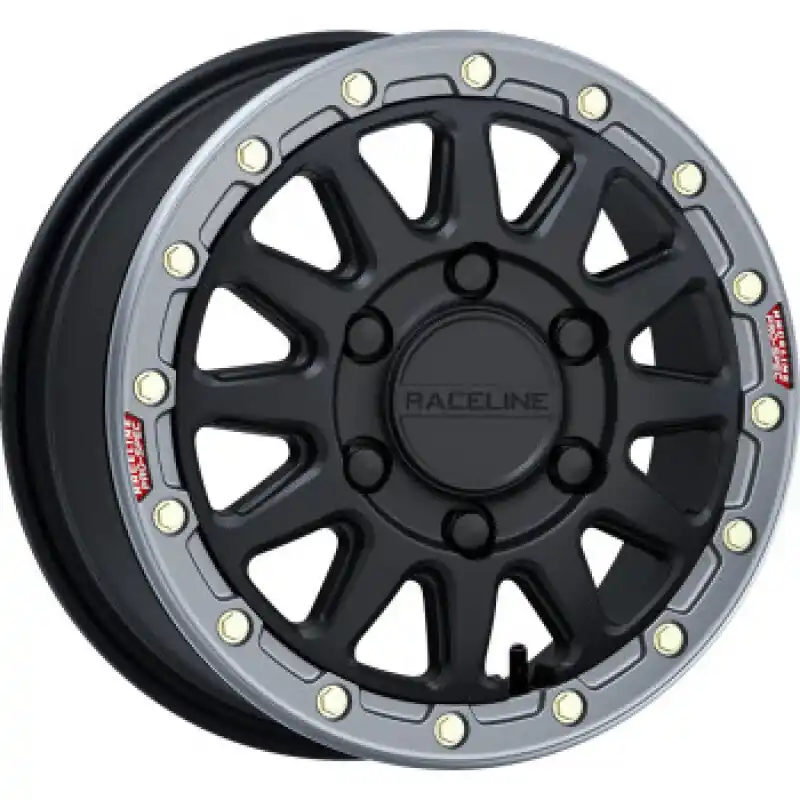 Latest Raceline A14BG Alpha 15x6.5in/6x139.7 BP/74mm Offset/78.1mm Bore - Blk & Gunmetal Ring Beadlock Whl