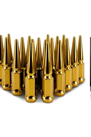 Mishimoto Steel Spiked Lug Nuts M12x1.5 20pc Set - Gold Holiday Sale