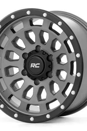 Budget 87 Series Wheel Simulated Beadlock Gray/Black 17x8.5 6x5.5 +0mm Rough Country