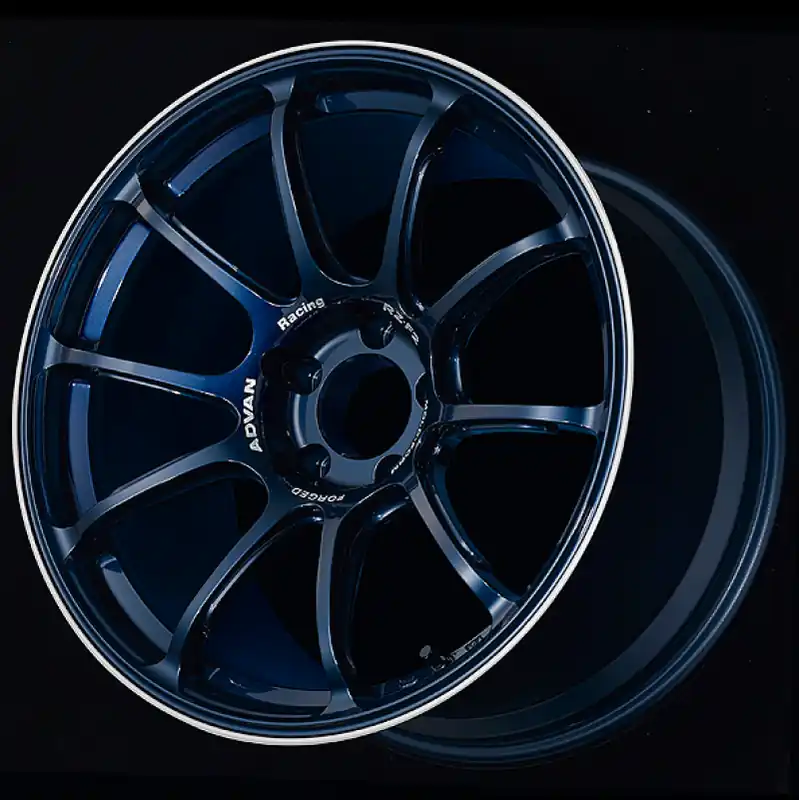 Super Sale Advan RZ-F2 18x9.5 +29 5x114.3 Racing Titanium Blue and Ring Wheel