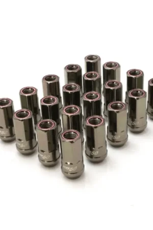 Weekend Sale Wheel Mate Muteki HR50 Open End Lug Nuts - Titanium Chrome w/ Red Ring 14x1.50
