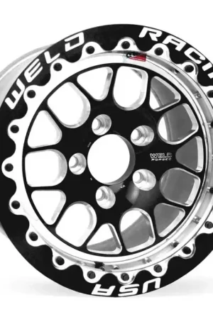 Weld S77 15x10.33 / 5x4.5 BP / 6.5in. BS Black Wheel (Medium Pad) - Black Single Beadlock MT Top Pick