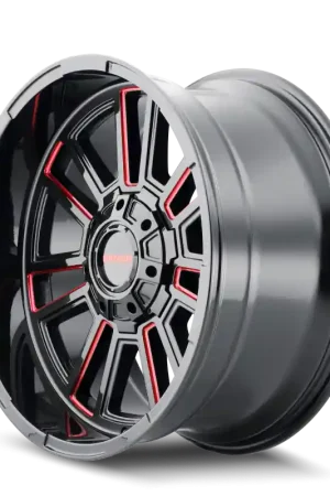 Original Mayhem 8115 Apollo 20x9 / 8x170 BP / 0mm Offset / 125.2mm Hub Black w/ Prism Red Wheel