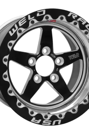 Exclusive Weld S71 15x10.33 / 5x4.5 BP / 7.5in. BS Black Wheel (Low Pad) - Black Single Beadlock MT
