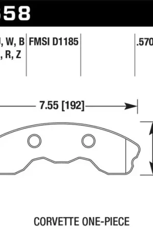 Buy Online Hawk 06-13 Chevrolet Corvette Z06 DTC-60 Race Front Brake Pads (One Piece)