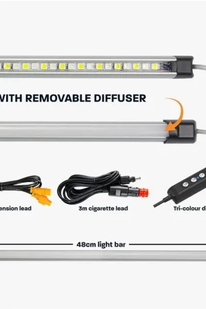Affordable HARDKORR 48CM TRI-COLOUR LED LIGHT BAR KIT WITH REMOVABLE DIFFUSER RBWTOR48CIGD