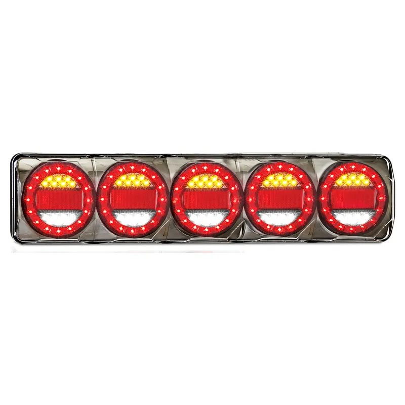 Fan Favorite LED Autolamps MAXILAMPC5XRW Maxilamp Bank of 5 Round Rear Combination LED Lamps in Rectangle Housing with Reflector - Stop\\/Tail\\/Indicator\\/Reverse