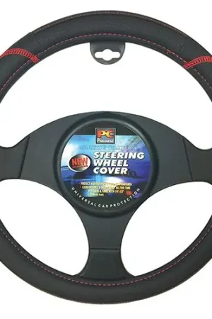 Hot Deal PCCovers Steering Wheel Cover - Black\\/Red - PC30100BK\\/R (Pickup Only)