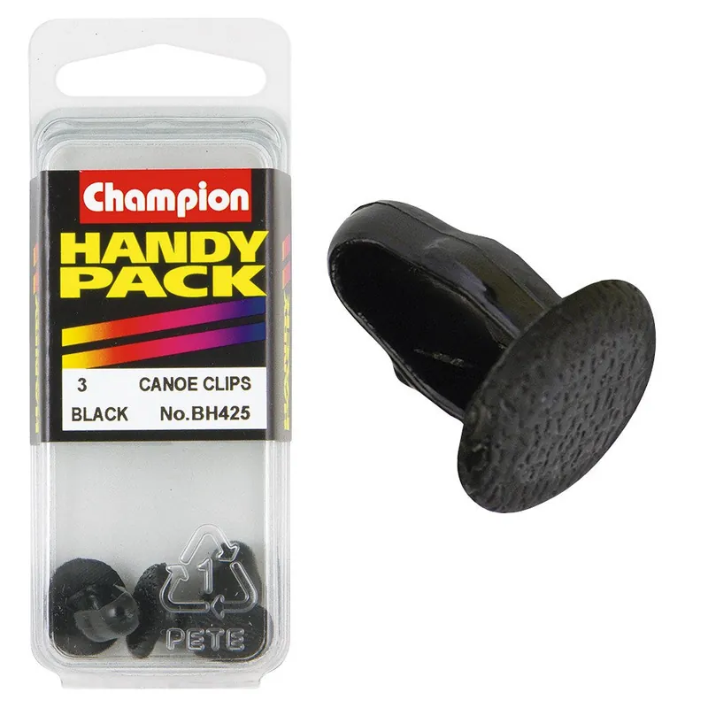 Champion Pack of 2 Black 16mm Long 14mm x 8.2-8.4mm Canoe Clips - BH425 Money Back Guarantee