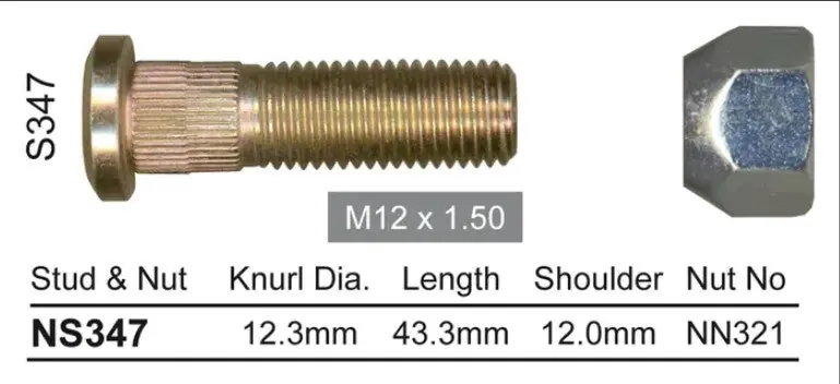 Nice Wheel Stud \\u0026 Nut Set - NS347 Low Price