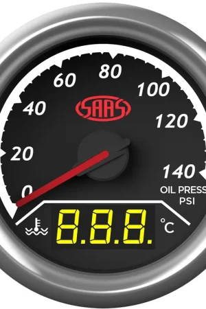 SAAS SG613020 Trax Series Dual Gauge - Oil Pressure 140 Psi\\/Water Temp 40°-120° Analogue\\/Digital Direct From Manufacturer