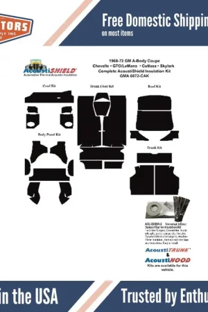 While Supplies Last 1968-1972 Pontiac Catalina, Chevrolet Chevelle, Oldsmobile Cutlass, Insulation Sound Deadener Kit GMA 6872-CAK