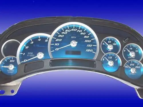 US Speedo Aqua Blue Stainless Steel Gauge Face Kit with White Background and Matching Needles - AQ GM 03 Shop Now