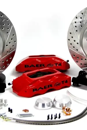 Super Sale Baer Brakes 4301399R-11 Baer Brakes 13" Track4 Front Brake Kit, Red, Slot, ARP Studs
