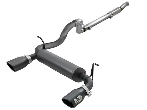 aFe Rebel Series 409 Stainless Steel Cat-Back Exhaust 2018-2025 Jeep Wrangler JL 2.0L (t) - Black Tip - 49-48096-B Limited Time