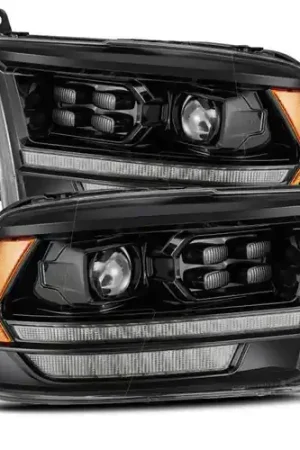 Top Pick AlphaRex 09-18 Dodge Ram 1500HD PRO-Series Proj Headlights Plank Style Alpha Black w/Seq Signal/DRL