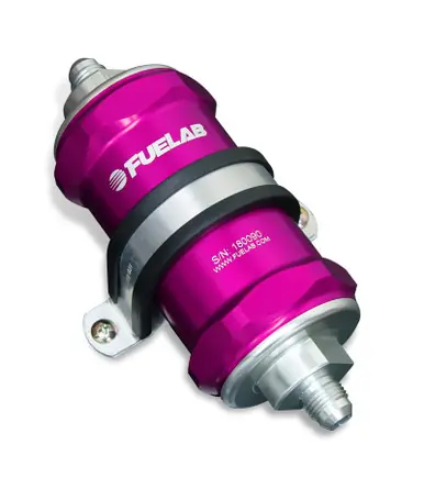 Fuelab 818 In-Line Fuel Filter Standard -6AN In/Out 10 Micron Fabric - Purple Instant Buy